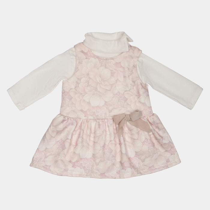 Completo 2pz Lalalù maglia + vestito in felpa da neonata